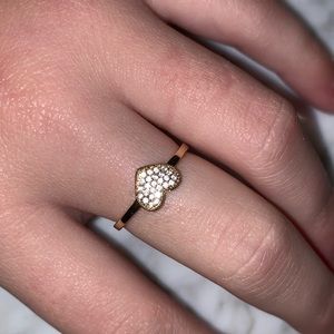 Rare pandora gold heart ring with cubic zirconia